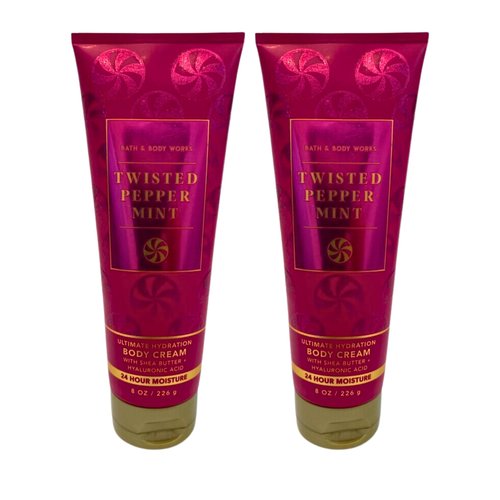 Bath & Body Works Ultra Shea Body Cream, 8oz Each, Pack of 2 (Twisted Peppermint)