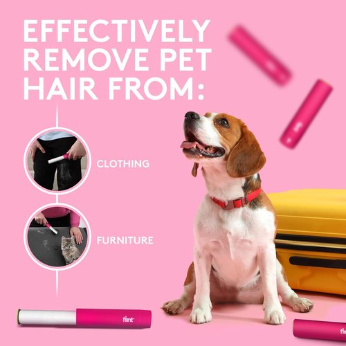 Flint Classic Mini Lint Roller - Retractable Design with 90 Extra Sticky Sheets | Portable Pet Hair Remover