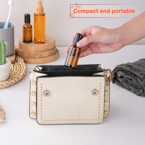 RAMFIYN 3 Pack Amber Roller Bottles for Oils 30ml Refillable Roller Ball Applicator for Travel Glass Roller Bottles with Filling Tool Set and Label