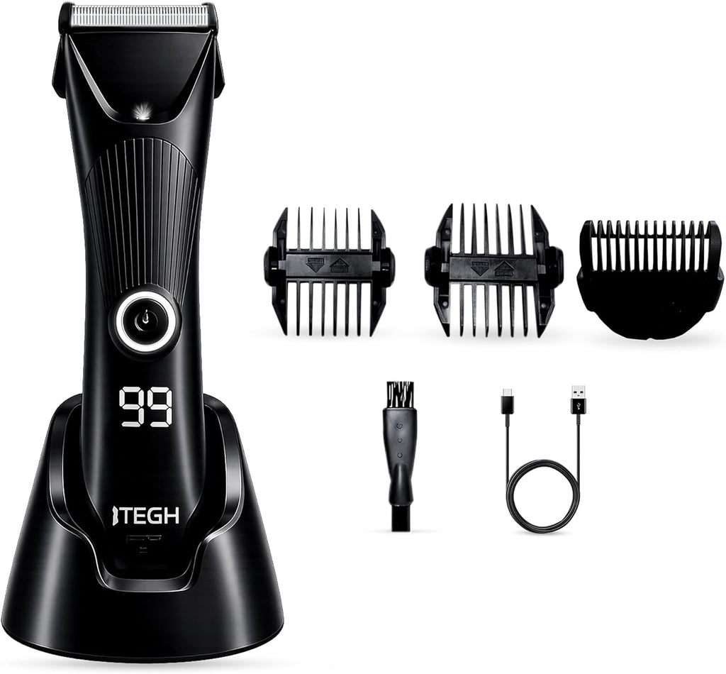 TEGH Men’s Beard & Hair Grooming Trimmer - Cordless, Waterproof, Rechargeable with Adjustable Guards