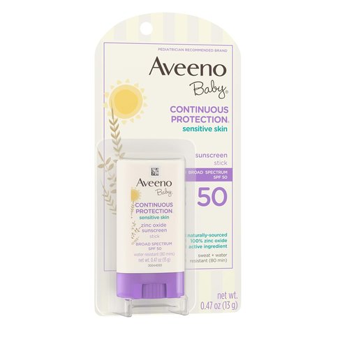 Aveeno Baby Mineral Sunscreen Stick - SPF 50 Protection for Sensitive Skin | Travel Size, 0.47 oz