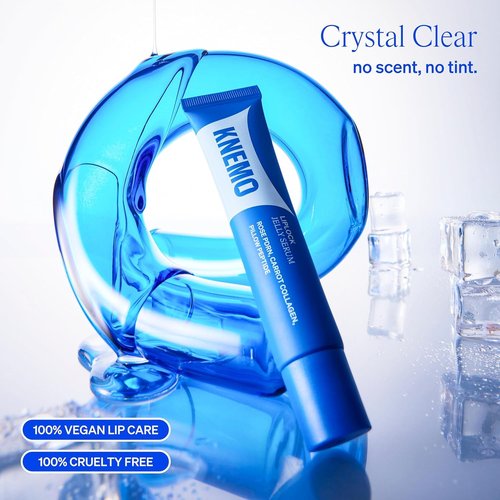 KNEMO LipLock Jelly Serum for Dry Lips, Long-Lasting, Hydrating, Plumping, Glossy Mask with Rose PDRN, Carrot Collagen, Pillow Peptide, Moisturizing Tinted Lip Balm. (Crystal Clear)