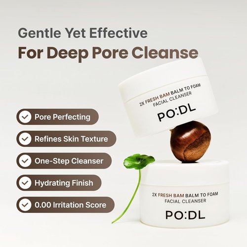PODL Balm to Foam Cleanser - Deep Cleansing Makeup & Sunscreen Remover | Exfoliating Vegan Skincare 4.39 fl oz