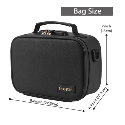 Gosstek PU Leather Smell Proof Carrier Bag with Combination Lock, Premium Multi-Use Organizers Box Case, Durable Container Pouch for Home and Travel, Black, Medium.