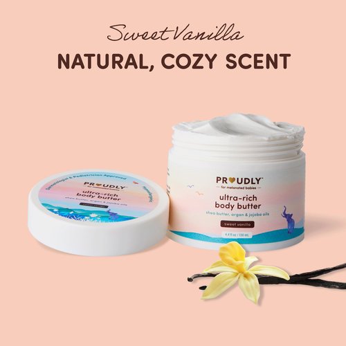 PROUDLY Ultra-Rich Body Butter by Gabrielle Union & Dwyane Wade, Lotion for Babies, Kids & Adults, Shea Butter & Argan Oil for Deep Moisture, Sweet Vanilla, 2-Pack