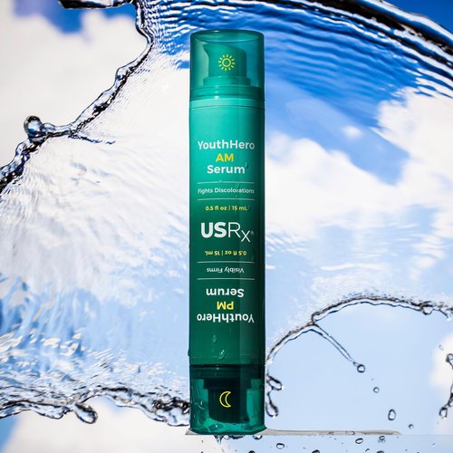 Urban Skin Rx® Youthhero AM/PM 2-In-1 Dual-Formula Day & Night Facial Serums, Improves Discolorations & Sun Damage, Supports Elasticity, Reduces Rough Texture, Fine Lines & Wrinkles, 1 Fl Oz Total