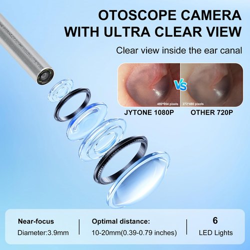 JYTONE Digital Otoscope with 4.5" HD Screen, Ear Wax Removal Tool Kit with Camera, 3.9mm Ear Scope, No App or WiFi Needed, 32GB Card, Visual Ear Cleaner for Adults, Kids & Pets, Photo and Video