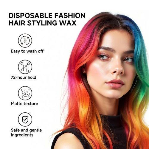 Gowwim Hair Wax - Temporary Color Dye for Natural Hold | Non-Greasy Formula, 4.23 Oz Black