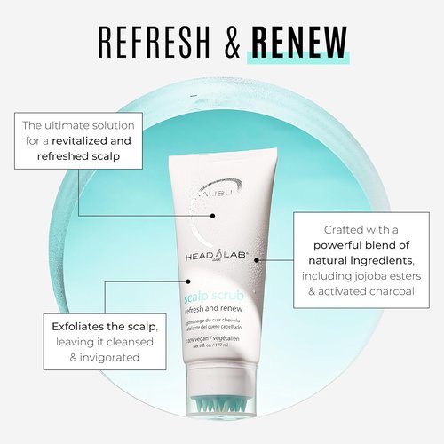 Malibu C Head Lab Scalp Scrub - Gentle Exfoliator with Activated Charcoal & Jojoba Esters - Vegan Hair Care (6 oz)