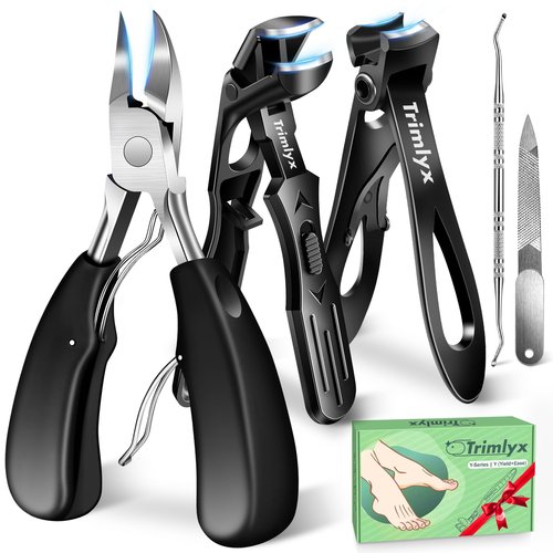 Trimlyx Toenail Clippers for Thick Toenails, Heavy Duty Toe Nail Clippers for Thick Nails for Seniors, Ingrown Large Toe Nail Clippers for Seniors, Men 5Pcs