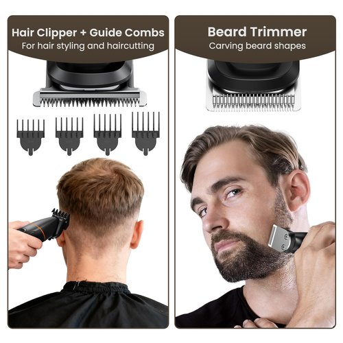 MAXGROOM Manscape All-in-One Body & Pubic Hair Trimmer for Men, No-Nick Groin & Ball Shaver, Waterproof Mens Electric Grooming Kit with LED Display, USB Rechargeable (Black)