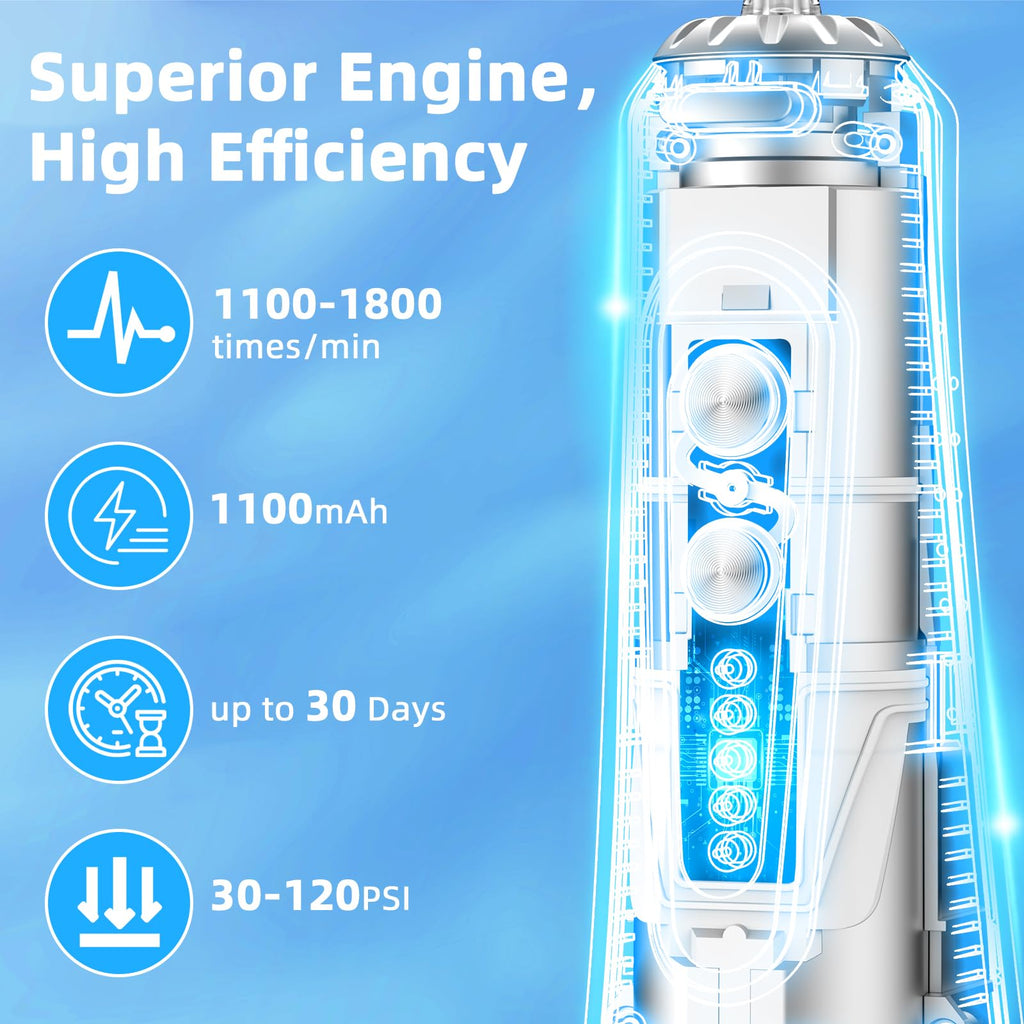Water Flosser,300ML Water Pulse flossers-5 Modes&6 Replaceable Jet Tips for Teeth Cleaning and Flossing,Rechargeable (Pink)