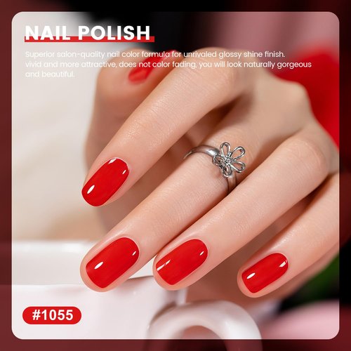 RARJSM Red Gel Nail Polish Set - Bright Red Air Dry Lacquer & Opaque Gel for DIY Nail Art | 15ml