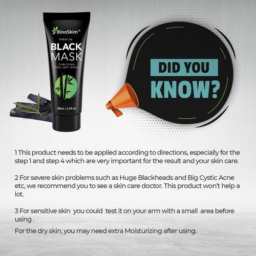 Blooskim Blackhead Remover Mask for Face: Black Peel Off Face Mask – Charcoal Peel Off Face Mask for Oily & Combination Skin – Refreshing Botanical Formula, 2.8 fl oz