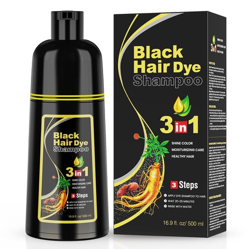 KAISASA Black Hair Dye Shampoo - 3 in 1 Gray Hair Coverage for Men & Women | 500ml