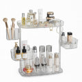 ACRYDECOR Clear Acrylic Makeup Organizer, Multi-Tier Cosmetic Storage Rack with Side Containers, Large Capacity Skincare Holder for Bathroom Counter, Vanity & Desk