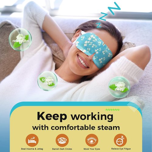 Skiennix 16-Pack Steam Eye Masks - Jasmine Warm Compress for Tired Eyes & Dark Circles | Travel-Ready Relief