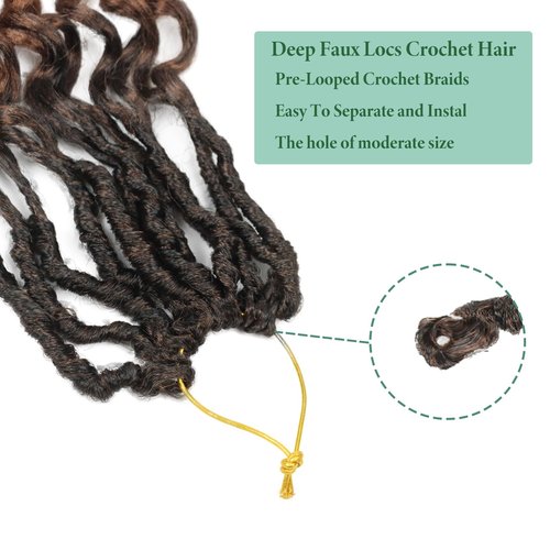 Deep Faux Locs Crochet Hair 30 Inch 8 Packs Goddess Locs Crochet Hair 1B3027 Soft Loc Faux Loc Crochet Braids with Curly Ends Prelooped Deep Wave Croceht Braids for Black Women(Black to Blonde)