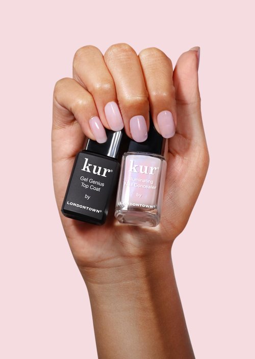 LONDONTOWN kur Pink Nail Conceal & Go Duo Set, Includes Pink Nail Illuminating Concealer & Gel Genius Top Coat, 2 Piece Set, 0.4 Fl Oz