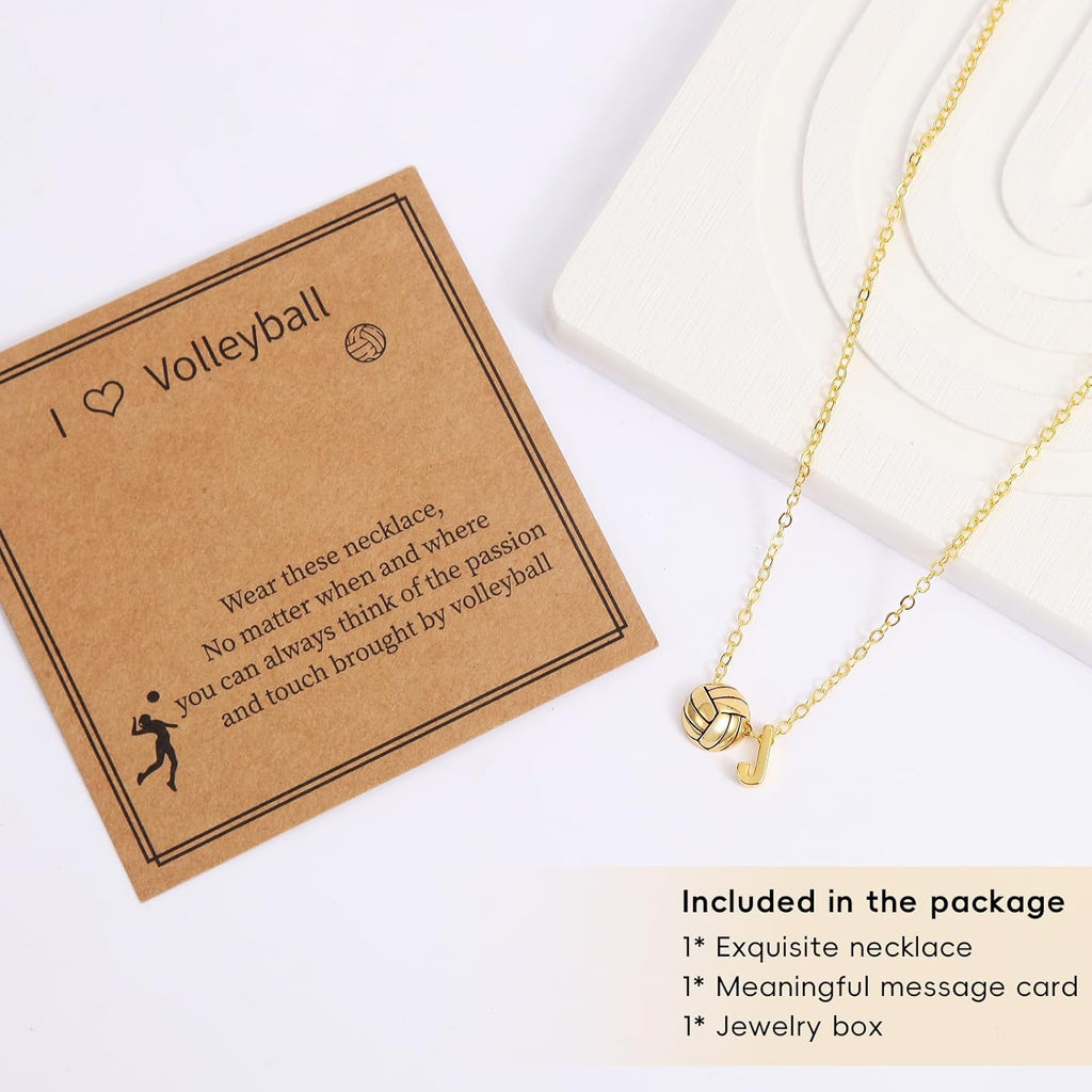 Volleyball Initial Necklace by [Brand Name] - Personalized A-Z Letter Design | Perfect Gift for Volleyball Lovers