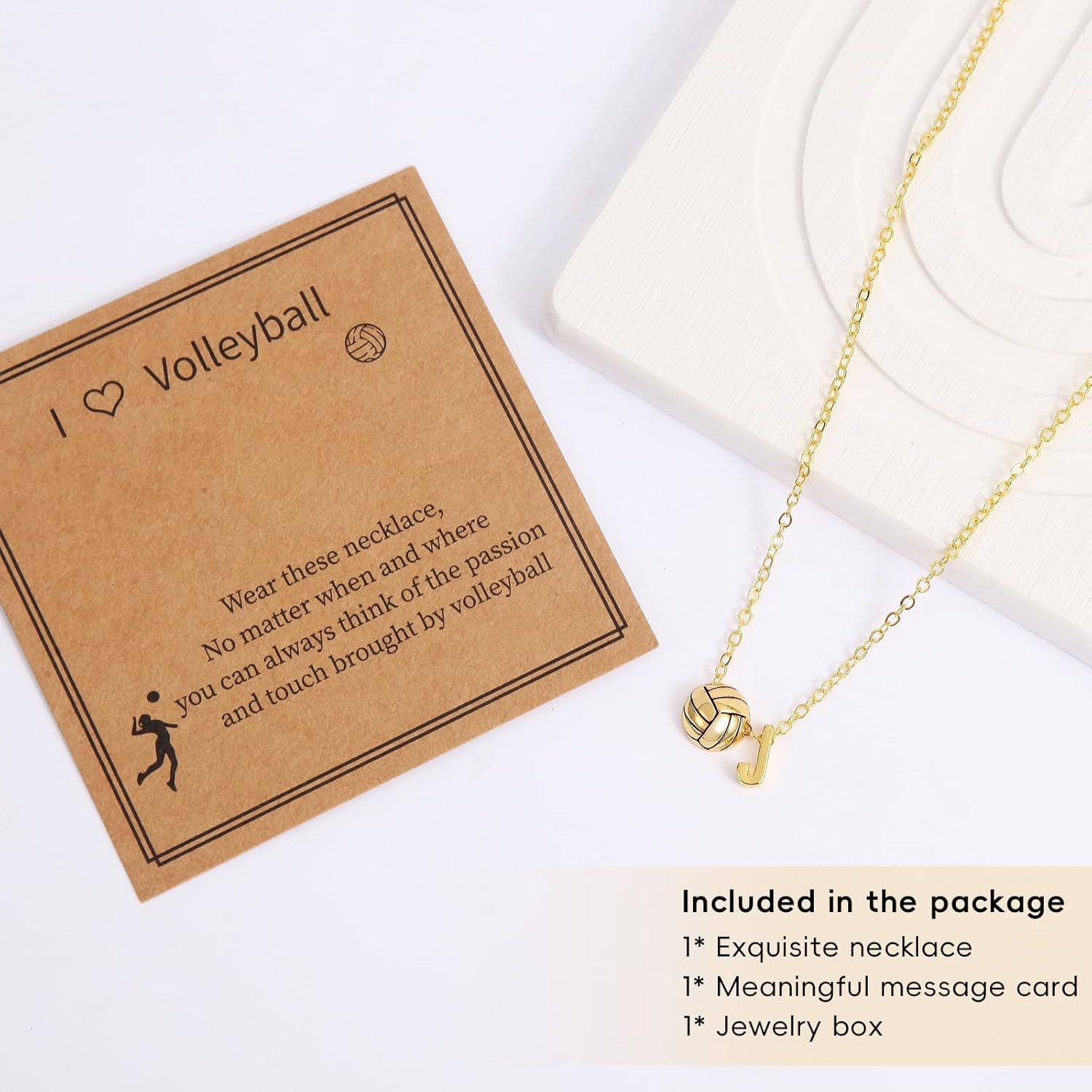Volleyball Initial Necklace by [Brand Name] - Personalized A-Z Letter Design | Perfect Gift for Volleyball Lovers