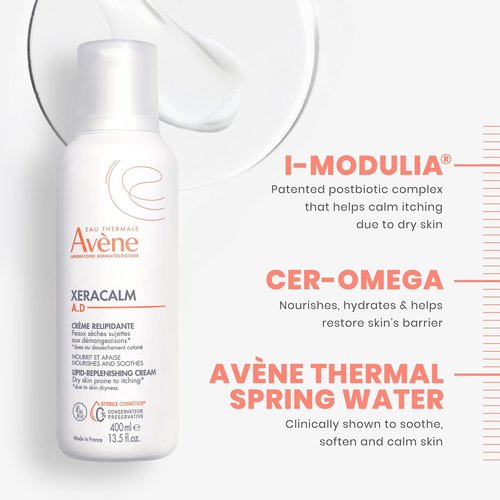 Avène XeraCalm A.D Lipid-Replenishing Cream - Fragrance-Free & Preservative-Free for Eczema Relief | 13.5 Oz
