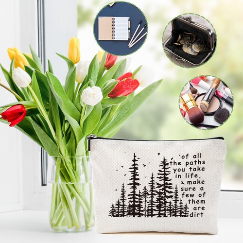 DHKG Hiking Gifts Camping Gifts Forest Inspirational Makeup Bag Cosmetic Bag Zipper Pouch Christmas Thanksgiving Birthday Travel Gifts for Travelers Women Bestie Friend Nature Lover Sister Aunt