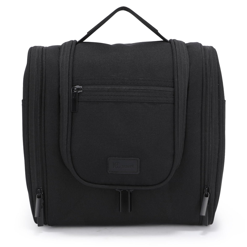 WIBKAE Hanging Toiletry Bag with Hook, Travel Cosmetic Makeup Bag Organizer for Accessories, Shampoo, Shaving Bag for Toiletries Accessories,Travel Essentials Kit (Black)