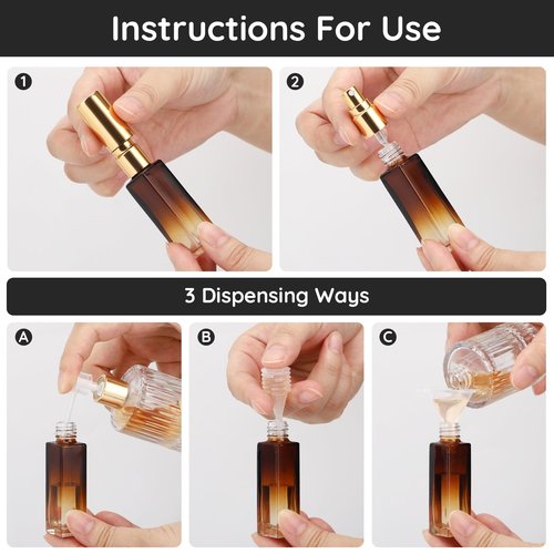Segbeauty Glass Perfume Bottle Set, 5 Pack of 10ML Mini Travel Atomizer Sprayer for Perfume, Empty Refillable Press Pump Bottle Cologne Dispenser Perfume Spray Bottles Sample Case Travel Essential