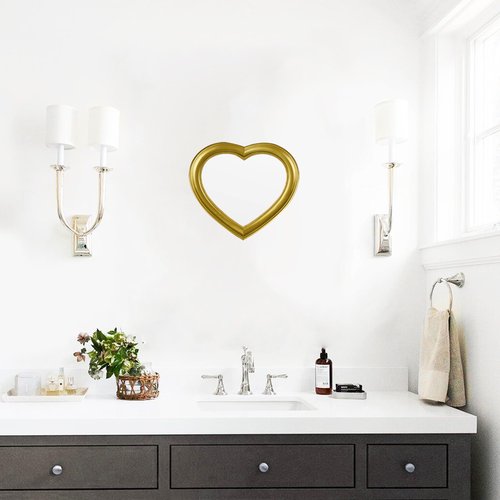 LuHeToz Heart Shaped Mirror Heart Shape Mirror for Home Decor Valentine Decorations 12.6x11inch Gold