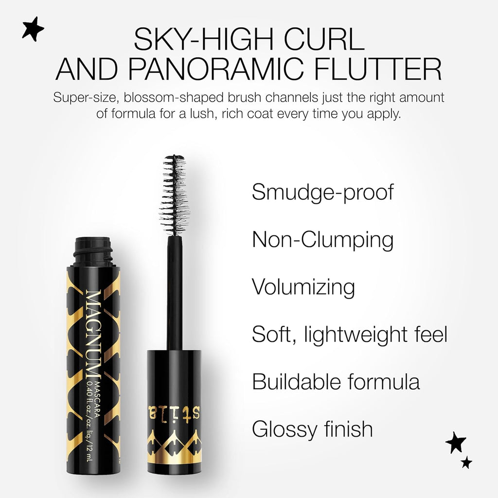 Stila Magnum XXX Lash Mascara - Black Voluminous Formula for Sky-High Volume & Curl | 0.40 Fl. Oz.