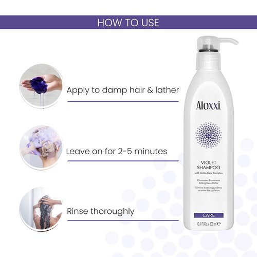 ALOXXI Violet Shampoo - Neutralize Brassiness & Enhance Luminousity for Blonde/Silver Hair | 10.1 Fl Oz