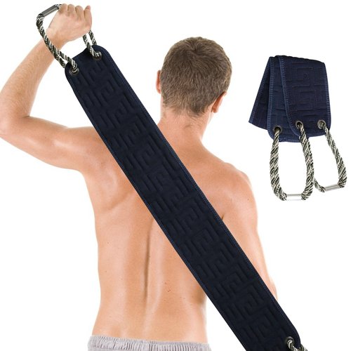 OWIIZI Exfoliating Back Scrubber for Shower, Double-Sided Back Scrub Washcloth with Antiskid Handles for Use in Shower, Body Exfoliator Scrub Towel Back Washer for Men & Women-38 Inches