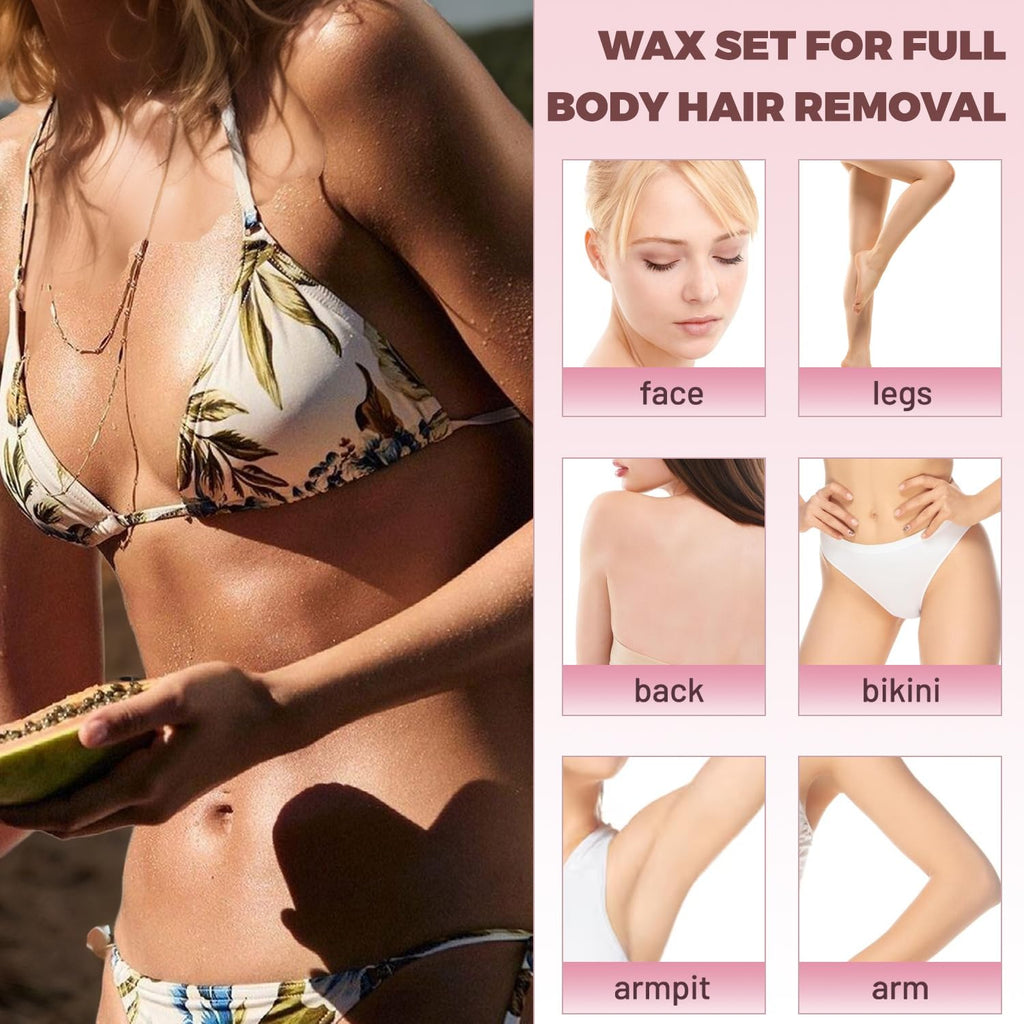 Wax Beads, 1.76lb / 800g Hard Wax Beads Coarse Hair Formula Hard Wax for Hair Removal and Senstive Skin, Wax Beads for Face, Brazilian Bikini,Body Waxing (8 Scents)