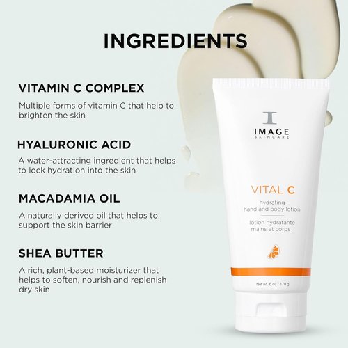 IMAGE Skincare VITAL C Hydrating Hand and Body Lotion - Brightening Moisturizer with Vitamin C & Shea Butter, 6 oz