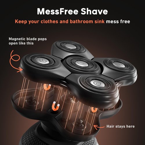 Groomie BaldiePro Cordless Bald Head Shavers for Men, Blade Refill 2.0 - Waterproof Head Shavers Replacement Head - Electric Hair Shaver & Head Razor for Bald Men, Men's Rotary Shaver for Smooth Shave