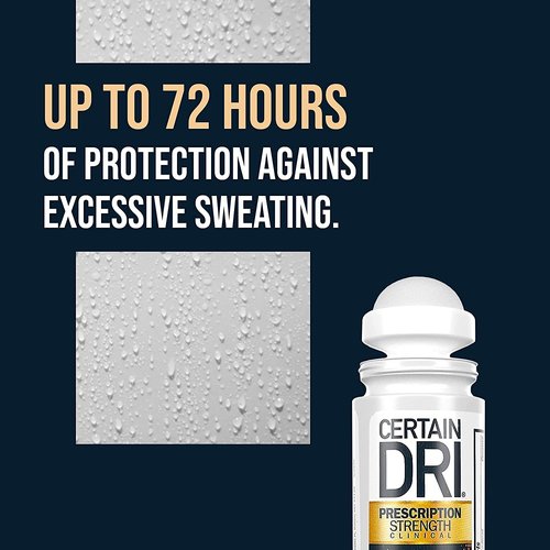 Certain Dri Prescription Strength Clinical Antiperspirant Roll-On Deodorant, Hyperhidrosis Treatment for Men & Women, Unscented, 1.2 Fl oz, 2 Pack