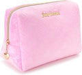 Juicy Couture Pink Makeup Bag - Velour Travel Organizer with Zip Top & Heart Design