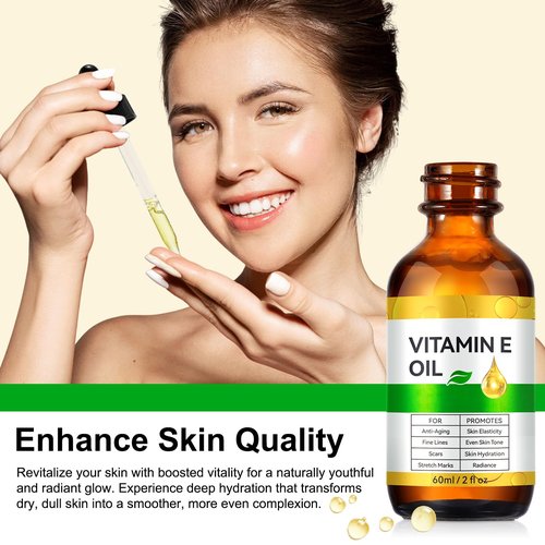 Liefiet Vitamin E Oil, Pure Vitamin E Oil for Skin, Scars, Nails and Scalp, Face and Body Moisturizer, Hydrating Dry Skin, Reduce Stretch Marks, Fine Lines & Wrinkles, 2Fl Oz (Pack of 2)