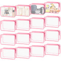 YedsIntu 16-Piece Makeup Bags, Waterproof Toiletry Bag Carry Pouch Portable Cosmetic Bag PVCTravel Clear Pouches Carry-on Travel Essentials Transparent Storage Organizer Bag (Rose Pink-M)