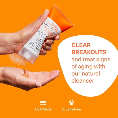 Botanic Tree Vitamin C Face Wash - Brightening Facial Cleanser for All Skin Types, Reduces Acne Scars & Breakouts