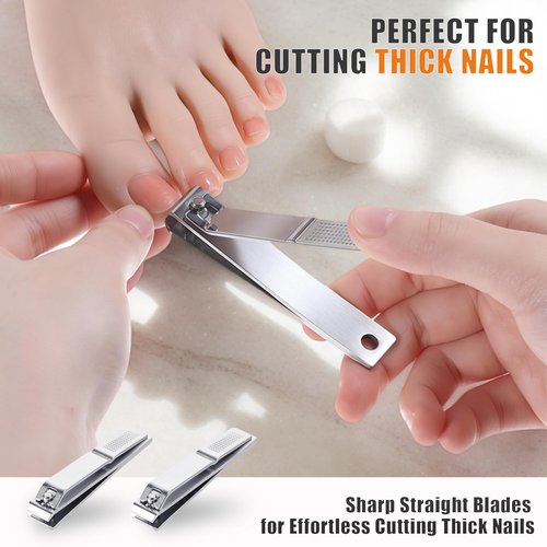 AVERZELLA 10-Pack Toenail Clippers, Straight Edge Toe Nail Clippers Bulk for Thick Nails Seniors, Large Stainless Steel Nail Clipper Set for Men Women Adults, 3.15 inch Long Handle (Silver)