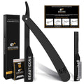 BEAUTICONE® Straight Razors for Men – Professional Barber Straight Edge Razor Kit with Replaceable Single Edge Blades - Navajas Para Barbero - Pouch Gift Box 1.2 mm Exposed for Close Shave Ultra Light