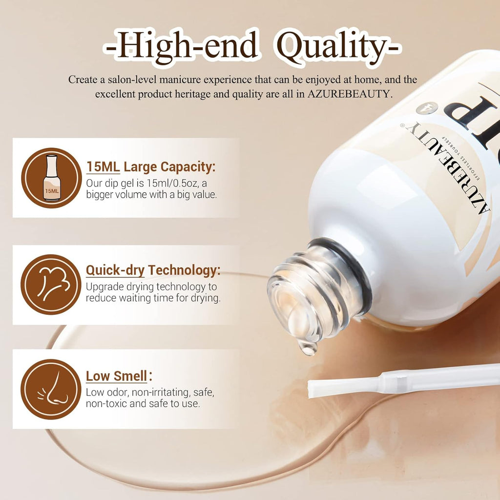 AZUREBEAUTY Dip Powder Top Coat - 15 ml for Perfect French Nails | Ideal for DIY Salon Manicure
