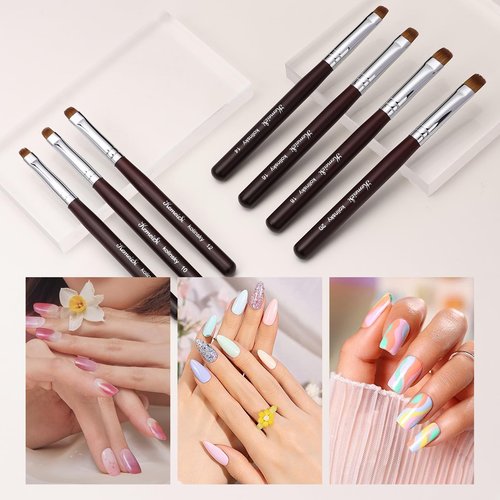 KEMEISI Nail Brush for French Tip, Clean Up Brush for Gel Polish Dual-Use Brush with Wooden Handle for Acrylic/Polygel/Builder Gel #16