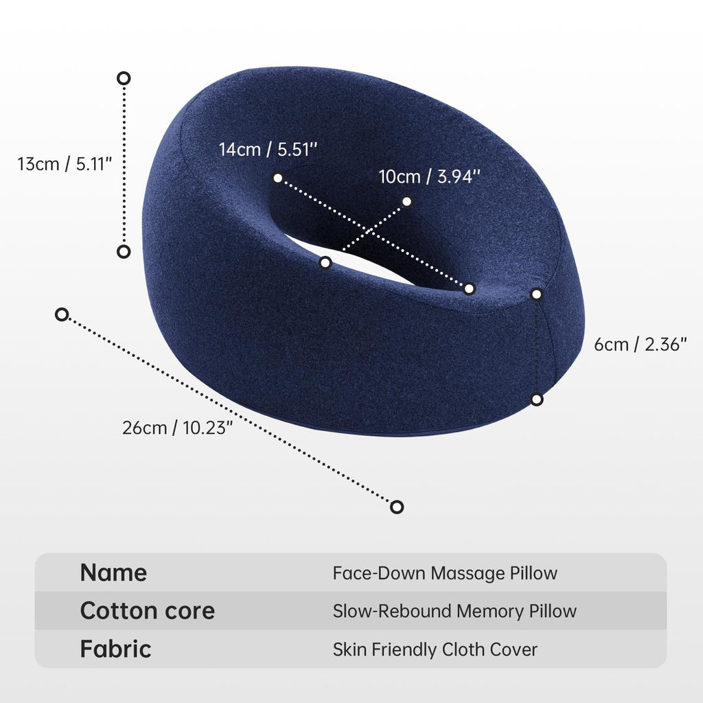 Xiaomubiao Face Down Pillow - Comfortable Massage Headrest for Stomach Sleeping | Navy Blue, Removable Cover