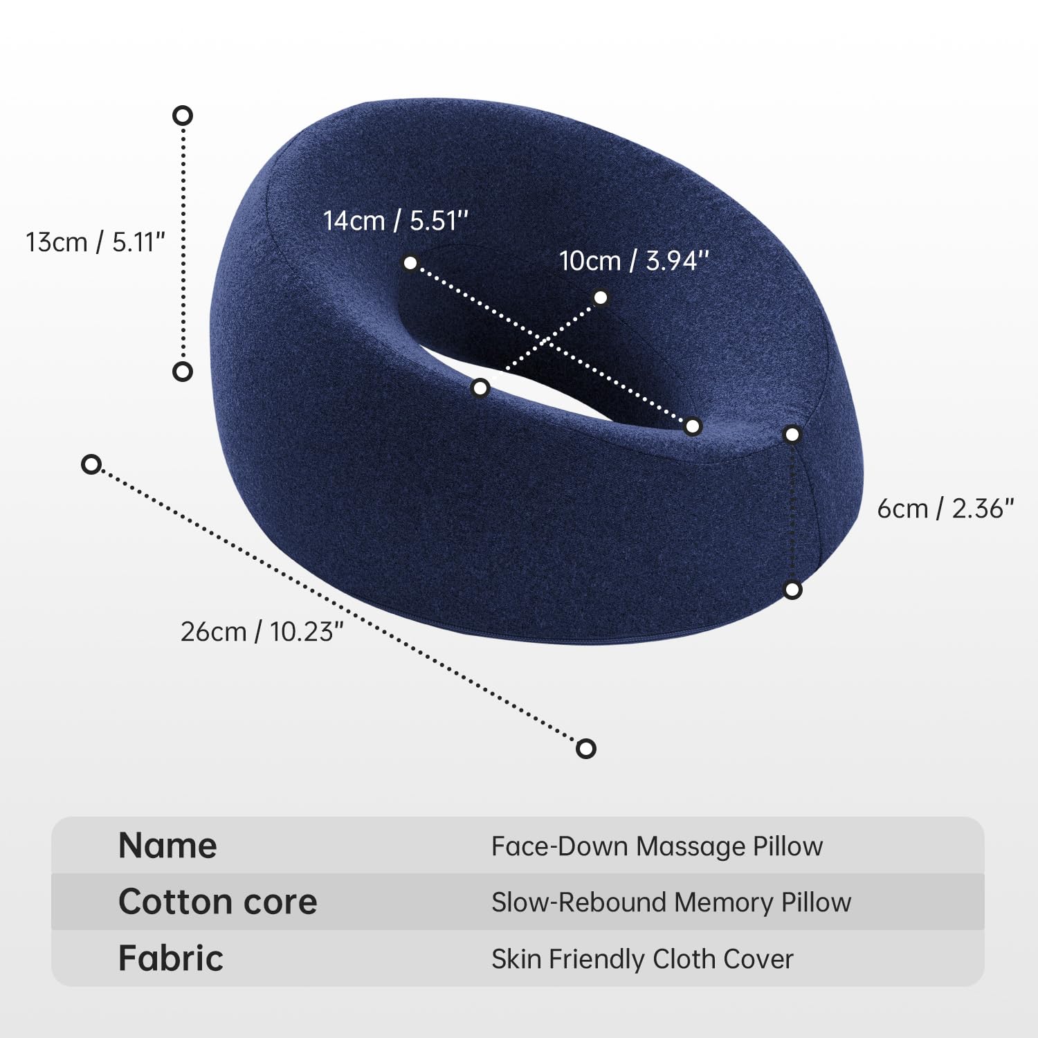 Xiaomubiao Face Down Pillow - Comfortable Massage Headrest for Stomach Sleeping | Navy Blue, Removable Cover