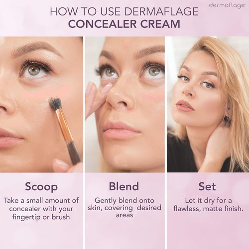 Dermaflage Waterproof Concealer Cream - Full Coverage Matte Finish, Porcelain Color, Long-Lasting Formula