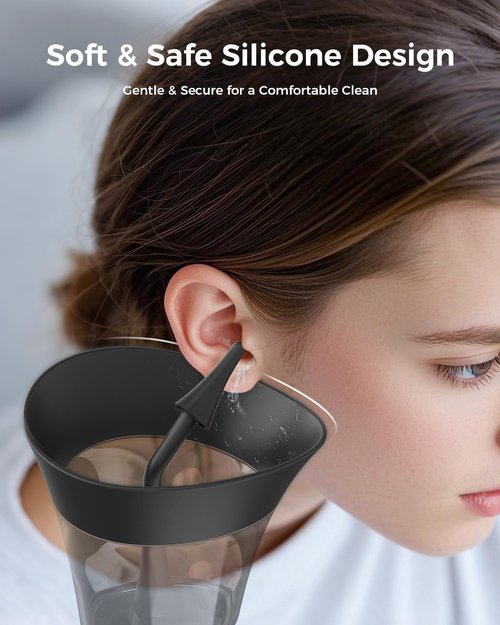 KAUGIC Manual Ear Wax Cleaner – Safe, Comfortable & Easy to Use Seamless One-Hand Operation, Black