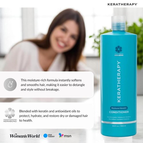 Keratherapy Moisture Conditioner - Hydrating 33.8 fl. oz. Formula with Collagen & Jojoba Oil for Dry Hair